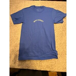 Rex Orange County Who Cares T Shirt Royal Blue Graphic Tee Size S NWOT